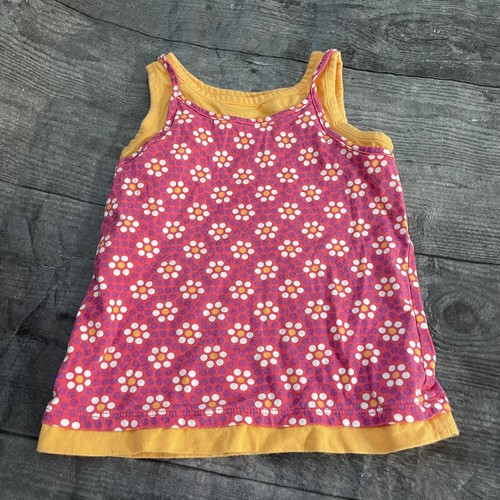 Girl’s Circo Layered Tank Shirt Pink Orange Floral XS 4/5