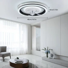 18.5Inch Round Ceiling Fan Light Remote Control Chandelier LED Lamp Living Room
