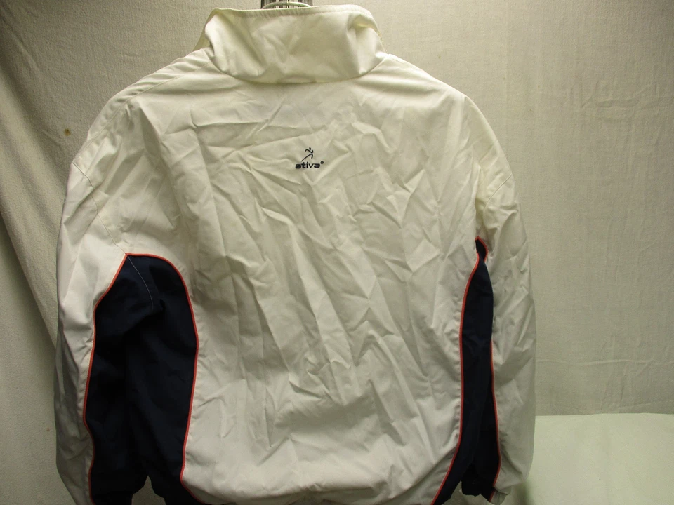 Chaqueta para mujer Ativa S pequeña blanca azul marino roja a rayas con cremallera Foto 4 de 4