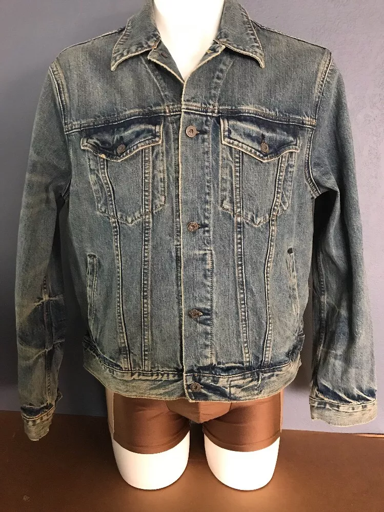 GAP JEANS 1969 RN 54023 distressed blue denim jean jacket XL