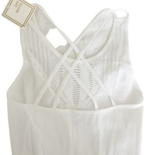 White ribbed bodysuit with crisscross back womans