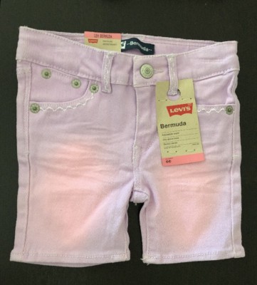 NWT Girls Toddler 12 Months Levis Bermuda Stretch Denim Shorts Orchid Bloom 