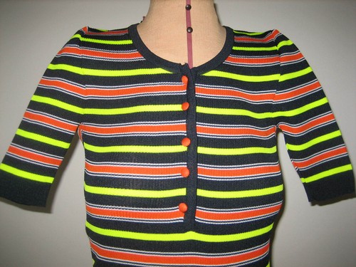NOS DIANA STORES CORP Super Stretch Women's Top Yellow, Orange Stripe Size XL - Picture 2 of 9