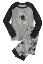 Gymboree Halloween Grey Spider Web Gymmies Pajamas PJs Boys NWT Size 12-18 m