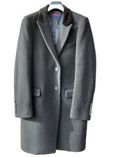 Gianni Feraud Hamnett Black Wool Smart Coat Velvet Collar 12 New