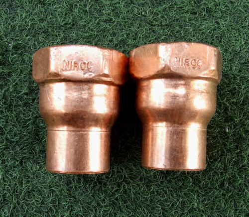 Lot Of Two 1/2" C X 1/2" FEMALE NPT Copper Adapter Sweat Solder Joint C x FIP