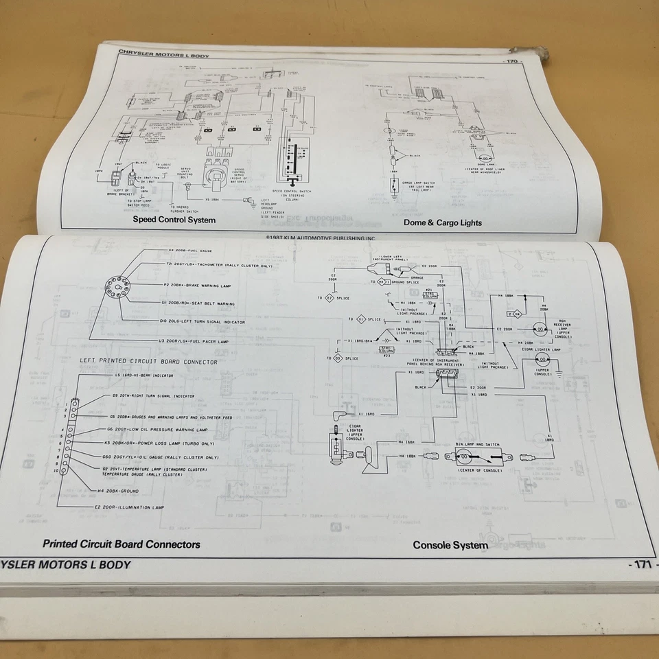 KLM Auto Chrysler 1987 carrocería L Dodge Charger Plymouth Horizon diagramas de cableado Foto 4 de 4