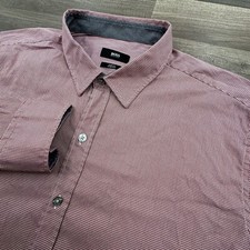 Hugo Boss Shirt Mens Extra Large Red Slim Fit Stretch Fabric