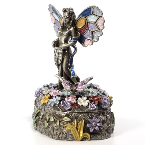 Schmuckstück Fee Schmuckschatulle, Faberge Figur, mit Kristallen in Antiksilber - Bild 2 von 6