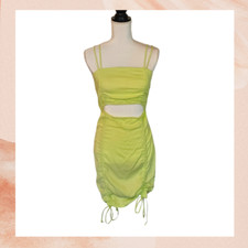 Wild Fable Lime Green Cut-Out Ruched Mini Bodycon Dress Size XS