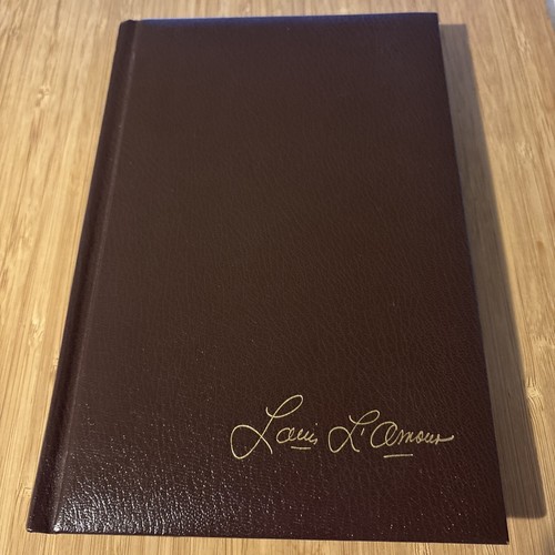 Louis L'Amour Hardcover Book Faux Brown Leather The Trail To Crazy Man - Foto 2 di 6