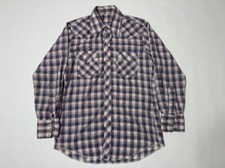 1970s Mens Plaid Western Pearl Snap Shirt Size Medium Vintage Retro Rockabilly