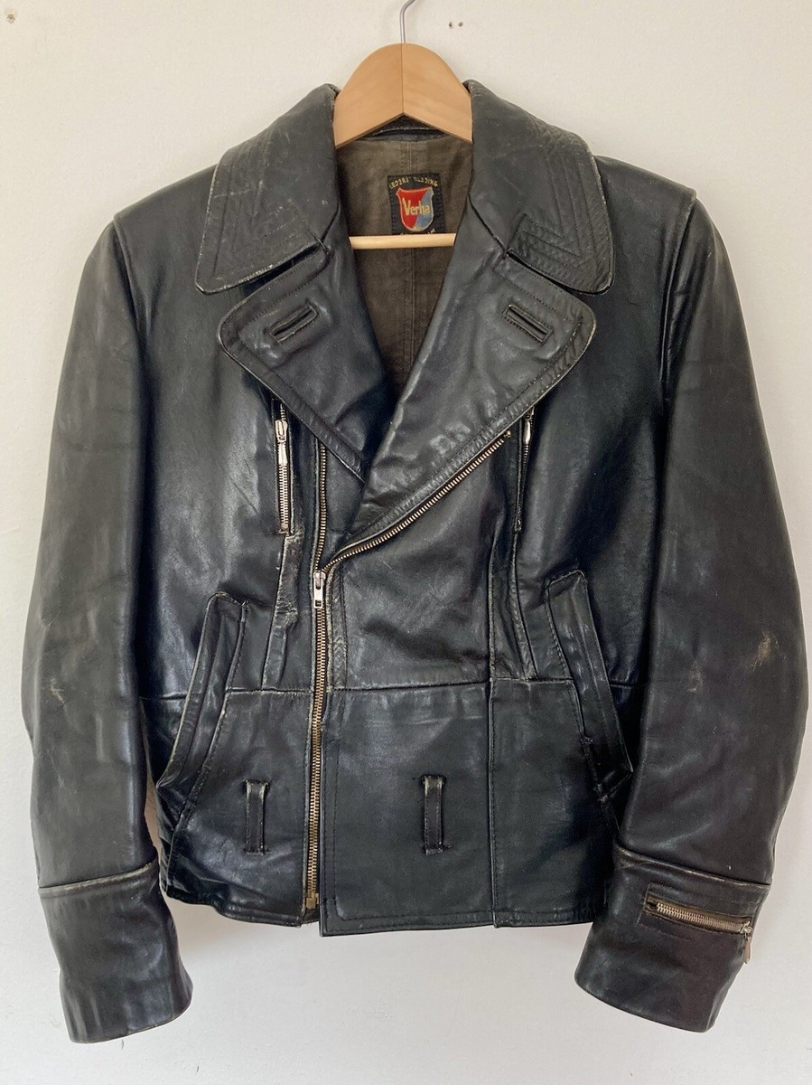 Vintage M 1956 Dutch Amsterdam Verha Black Leather Motorcycle