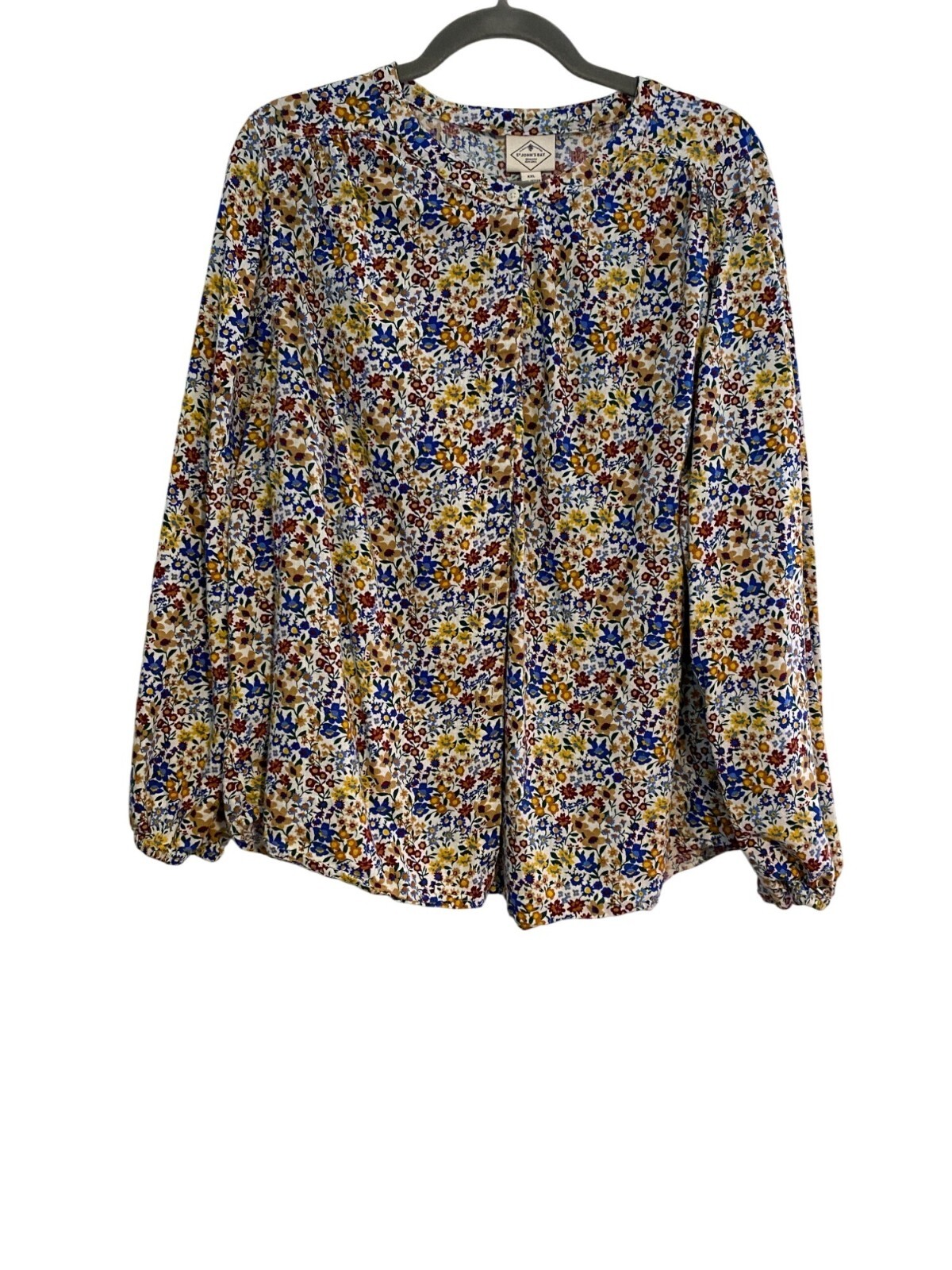 St Johns Bay Womens XXL Cottagecore Floral Long Sleeve Blouse