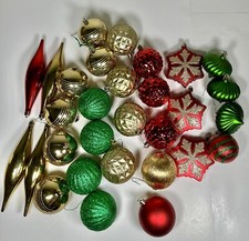 Set of 30 Shatterproof Christmas Ornaments, Variety of Shapes  Colors
