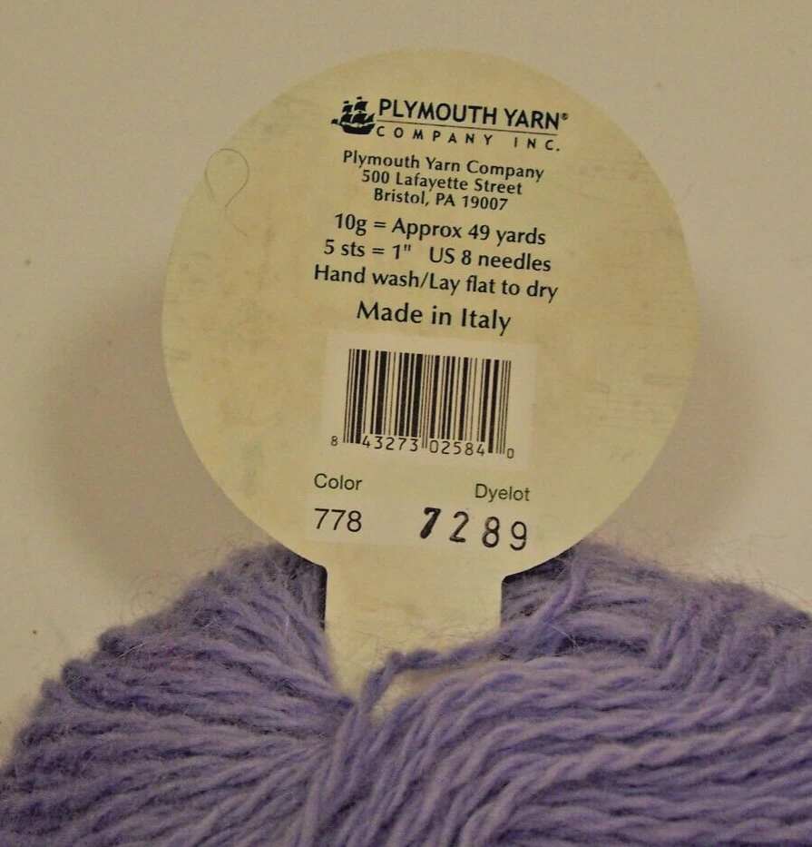 ANGORA by Plymouth Hilo Lavanda Color Púrpura #778 Italia - LOTE DE 4, NUEVO Foto 3 de 3