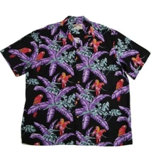 Paradise Found Mens Jungle Bird Tom Selleck Magnum PI Rayon Shirt XXL Black