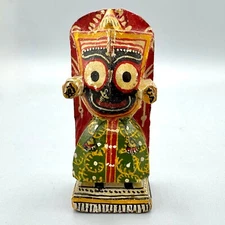 ANTIQUE MINIATURE PAINTED WOOD DEITY FIGURE