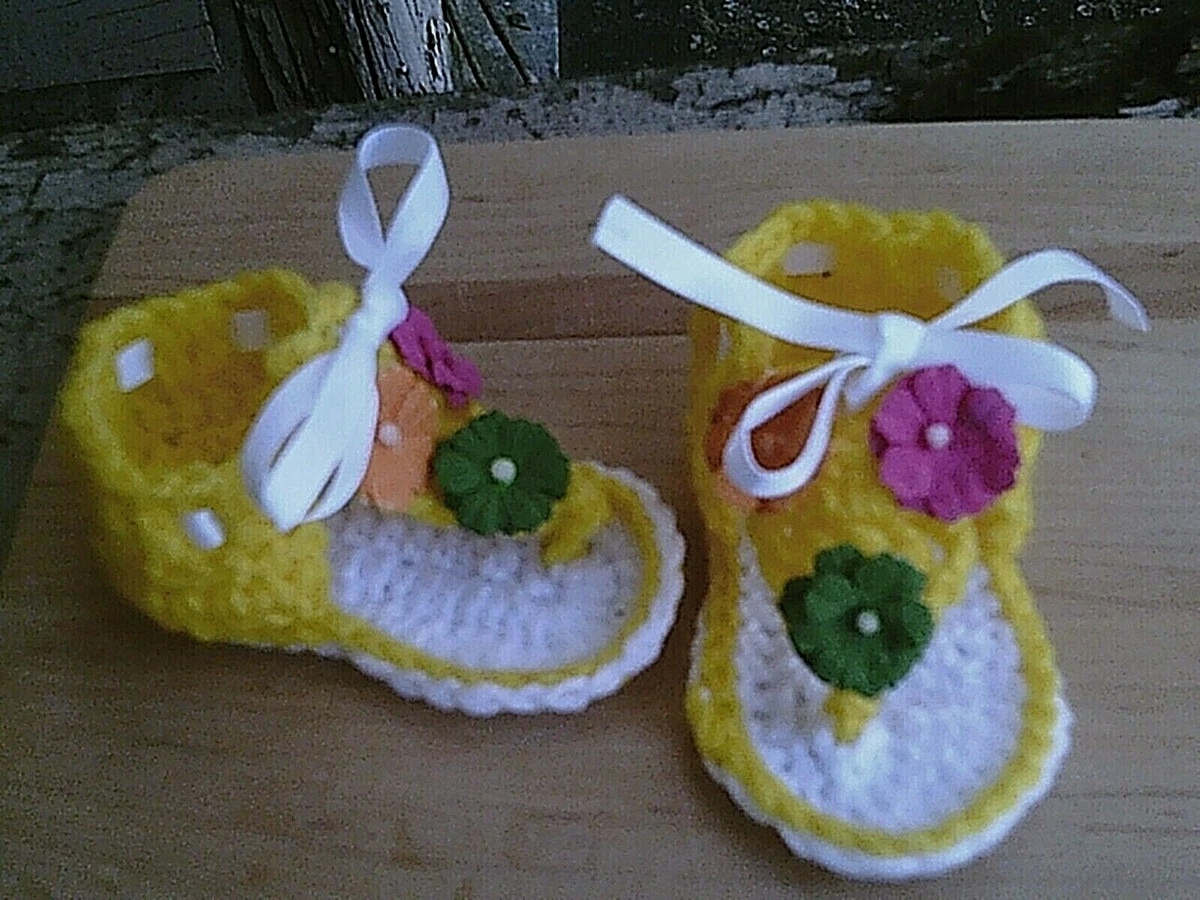 Yellow Crochet Baby Booties eBay