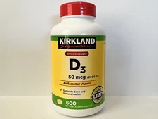 Kirkland Signature Extra Strength D3 50 mcg,(2000 IU) 600 Softgels
