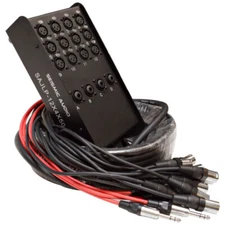 SAJLP-12x4x50 - 12 Channel 50 Foot XLR Low Profile Snake Cable with TRS Returns