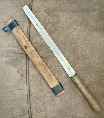 Handmade - 15  1/4 in - Fixed Blade - Wood Handle Knife w/ a Wooden Scabbard