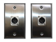  2 Two XLR Single Wall Plates w/NEUTRIK NC3MD-L-1 Male 3 Pin Stainless Steel 