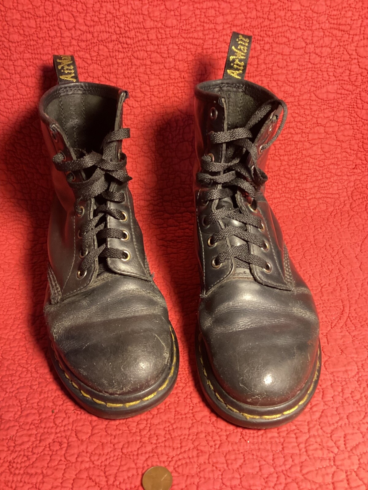 Dr Doc Martens black leather ankle combat boots usa size 7 Women’s
