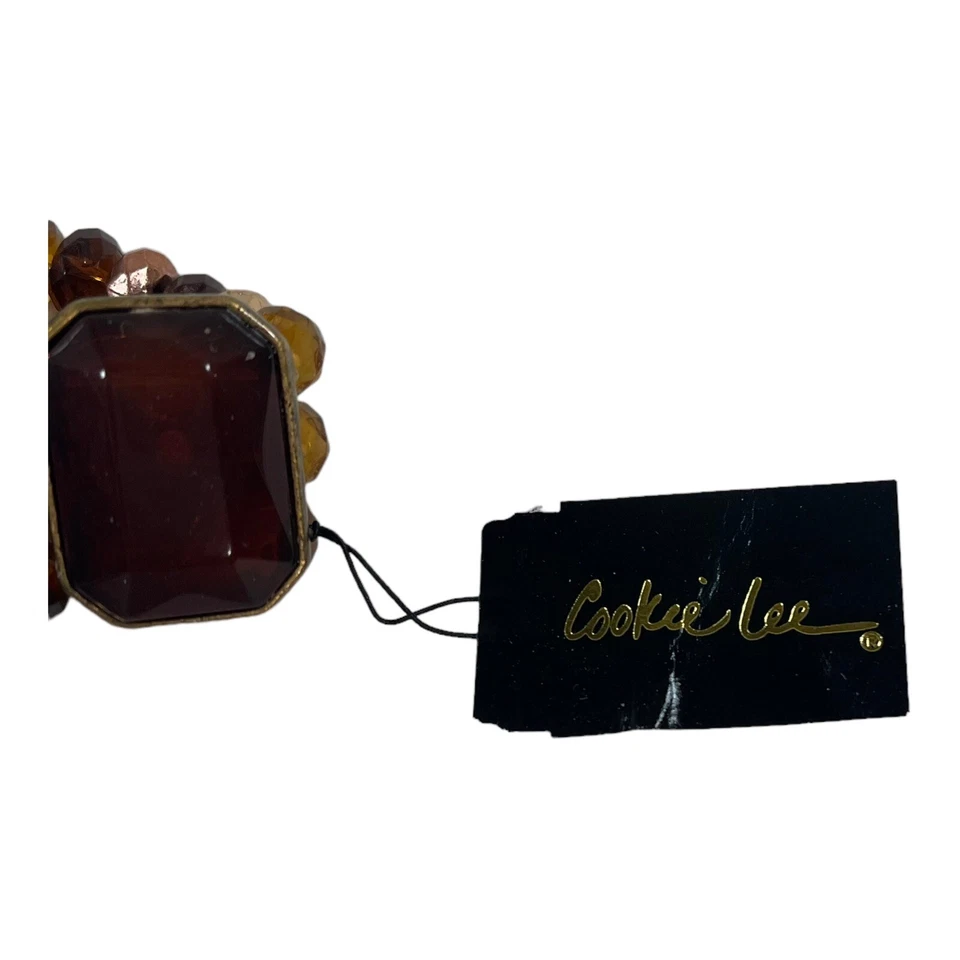 Nuevo Brazalete Elastizado Marrón Acrílico Piedras Preciosas Distintivas Cookie Lee Marrón Cuentas Foto 4 de 4