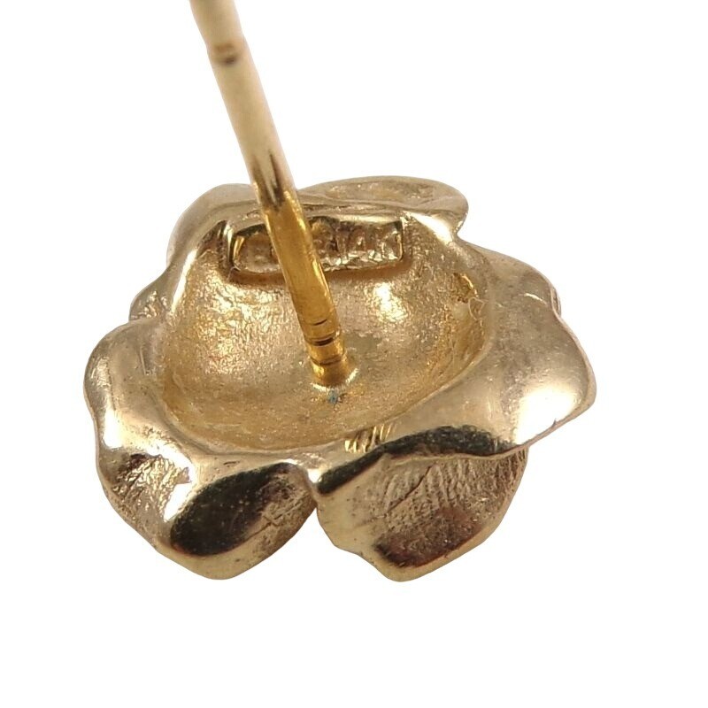 Solid 14K Yellow 3D Rose Flower Post Stud Earrings - image 4