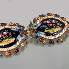 G&uuml;rtelschliesse ROSEN DEKOR  floral CLOISONNE EMAILLE &deg; G&Uuml;RTEL SCHLIE&szlig;E