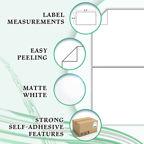 KOALA 1100 Shipping Labels 8.5 x 5.5 Half Sheets Blank Self Adhesive 2 Per Sheet - Picture 9 of 12