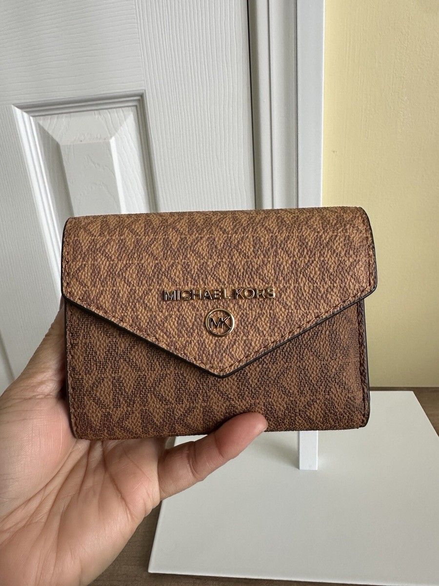 Michael Kors Carmen Medium Envelope Trifold Wallet, Caramel Brown