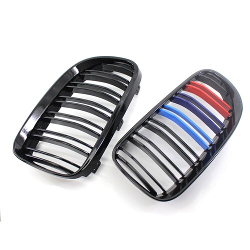 Gloss Black Front Grille Dual Slat M Sport Style for BMW E92 E93 LCI 10-14 Grill - Picture 7 of 11