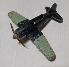Hubley Kiddie Toy Metal Navy Fighter Plane Jet propeller, folding wings, wheels
