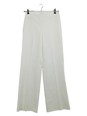 MANGO Damen Stoffhose Elegant Weiß Gr. 38 Wide Leg High Waist