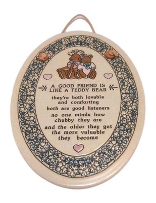 Friends Trinity Pottery Oval Wall Plaque Handcrafted USA Cottage Grandma Core