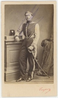 CDV militaire circa 1865. Hussard sous lieutenant en petite tenue. Cavalerie.