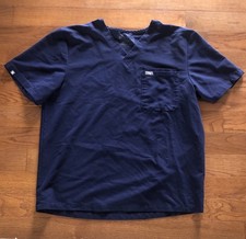 FIGS Technical Collection Scrubs Top Navy Blue Medical Double Pocket Men s XXL