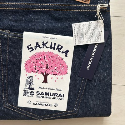 Samurai Jeans S500AX-SAKURA 18oz Indigo + Sakura Selvedge Denim | eBay