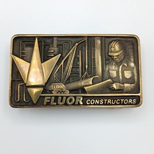 Vintage Fluor Constructors Anacortes Brass Works 2003 Belt Buckle 3D