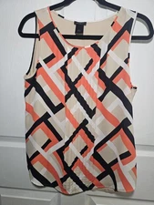 Ann Taylor Women's Elegant Sleeveless Blouse Accent Ruffles Size M