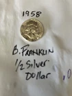 1958 Silver Ben Franklin Half Dollar -- Circulated, No mint mark (P) VG Cond.