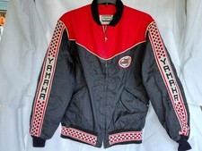 Vintage Yamaha Racing Jacket Mens M L Talon Zipper Black Red Checkered Bomber