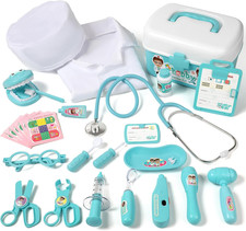 Durable Doctor Kit for Kids, 27 Pcs Deluxe Pretend Play Medical Kit Toy with Rea