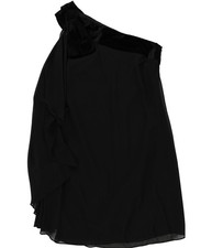 Ralph Lauren Womens Chiffon Velvet One Shoulder Dress