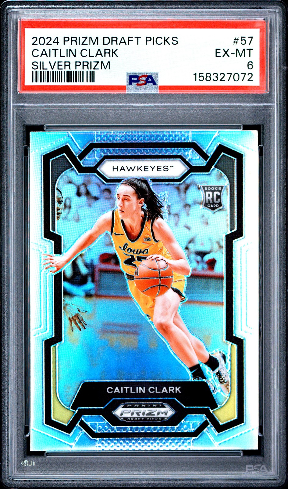2024 PANINI PRIZM DRAFT PICKS SILVER PRIZM #57 CAITLIN CLARK ROOKIE RC PSA 6 view 1