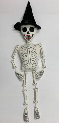 Pottery Barn Ms. Bones Shaped Halloween Decorative Pillow White 50'' #9953A