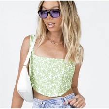 NEW Princess Polly Women 4 Kaeshia Rib Bustier Corset Crop Top Floral Square
