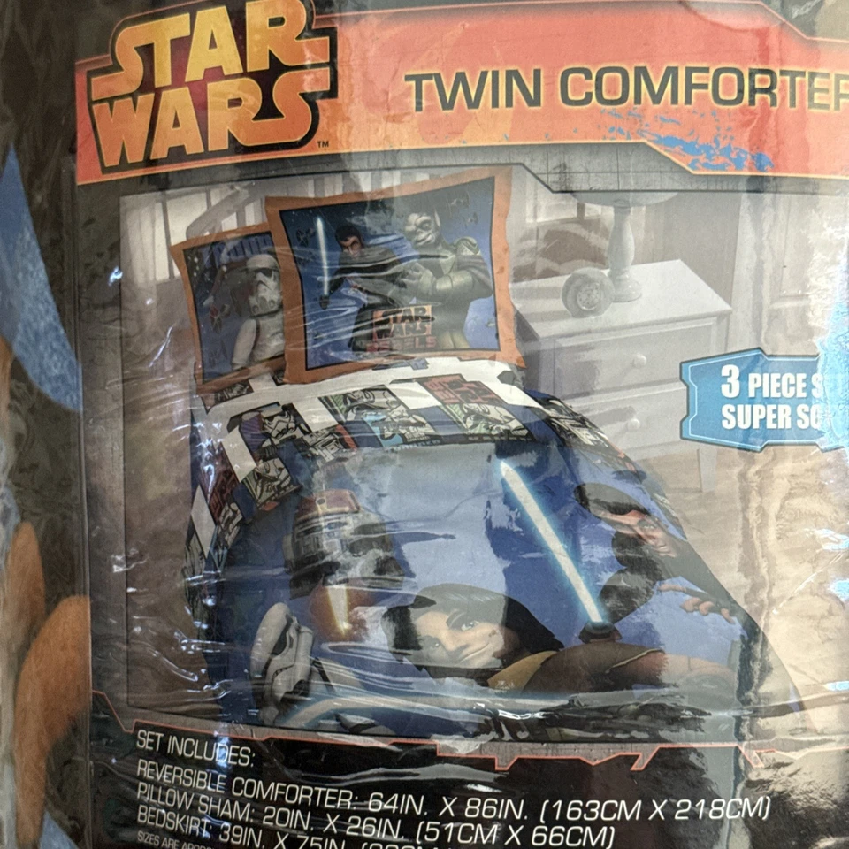 Conjunto de edredom duplo Star Wars Disney Rebels 3 peças – Super macio – NOVO - Imagem 2 de 4